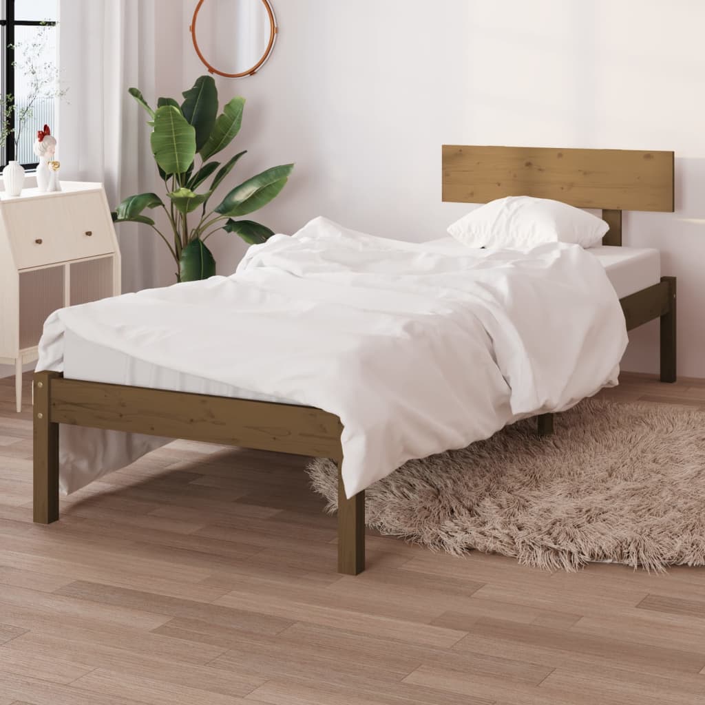 vidaXL Okvir za krevet boja meda od borovine 90 x 190 cm mali