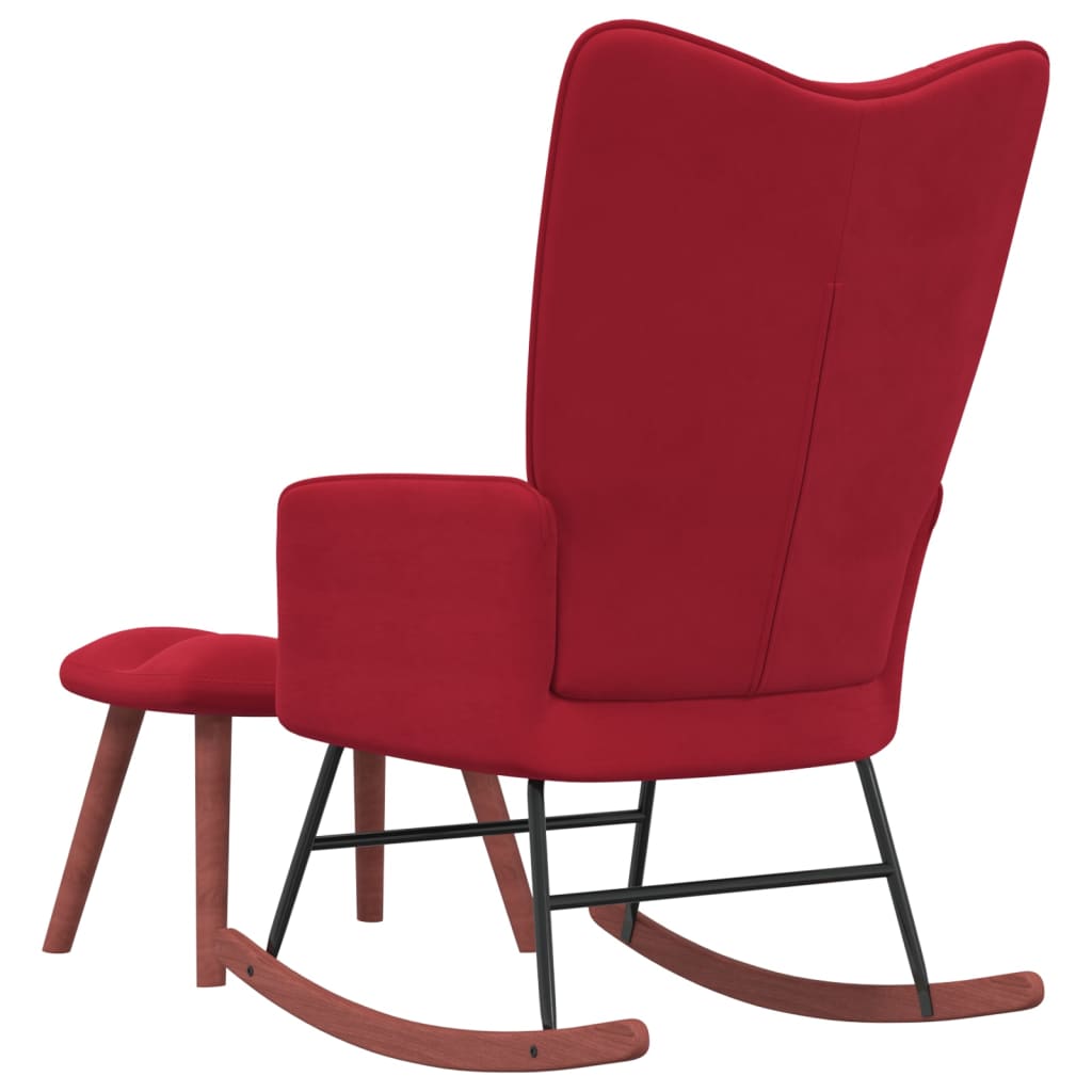 vidaXL Stolica za ljuljanje s osloncem za noge boja vina baršunasta