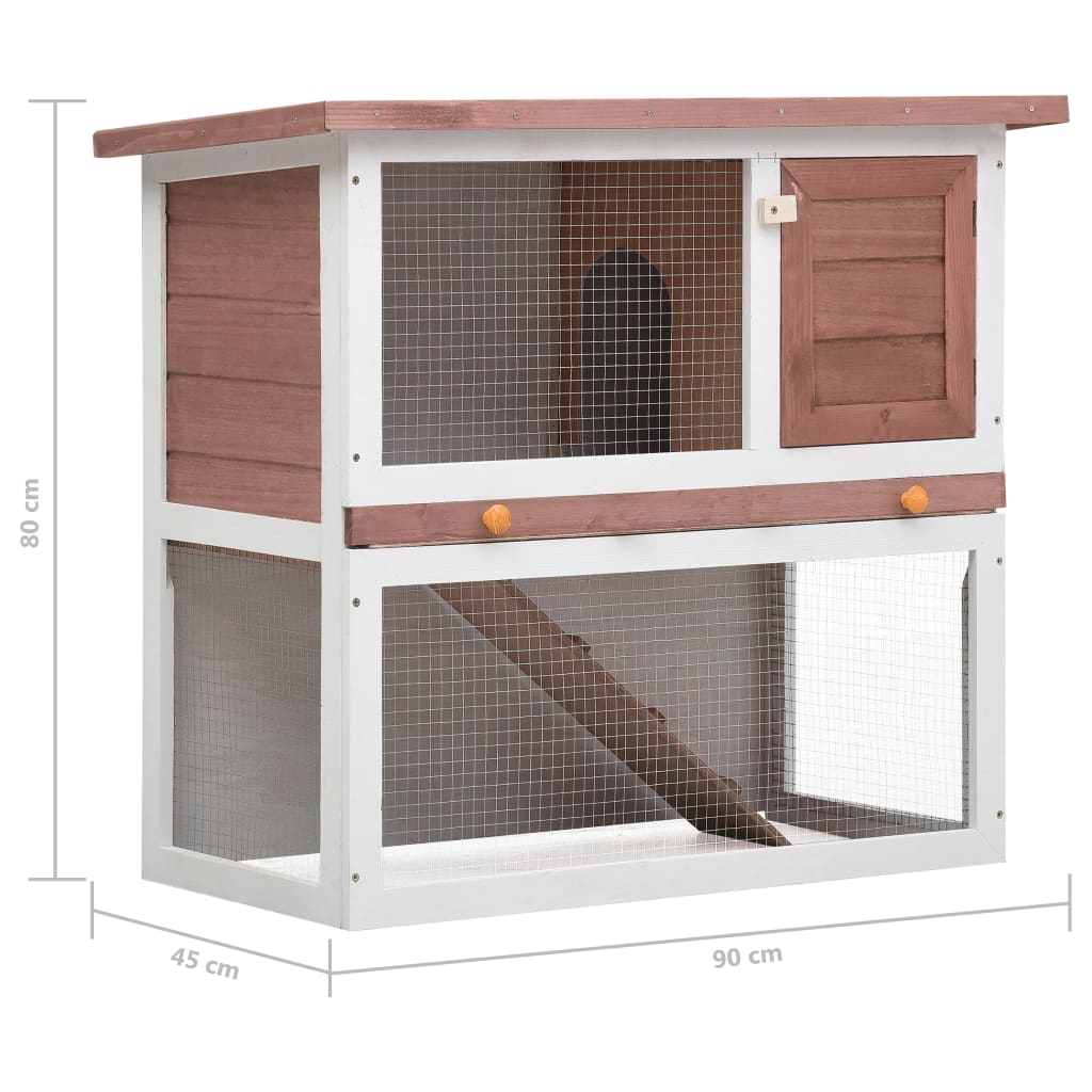 vidaXL Vanjska kućica za zečeve s 1 vratima smeđa drvena