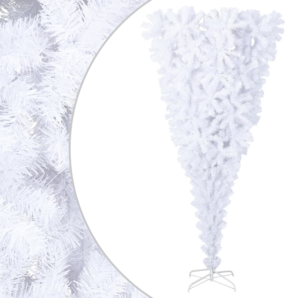 vidaXL Naopako umjetno božićno drvce sa stalkom bijelo 210 cm