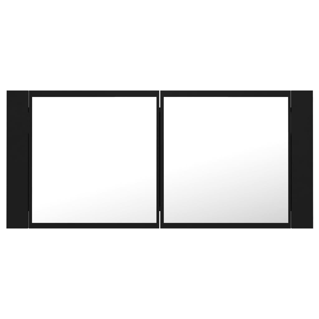 vidaXL LED kupaonski ormarić s ogledalom crni 100x12x45 cm akrilni