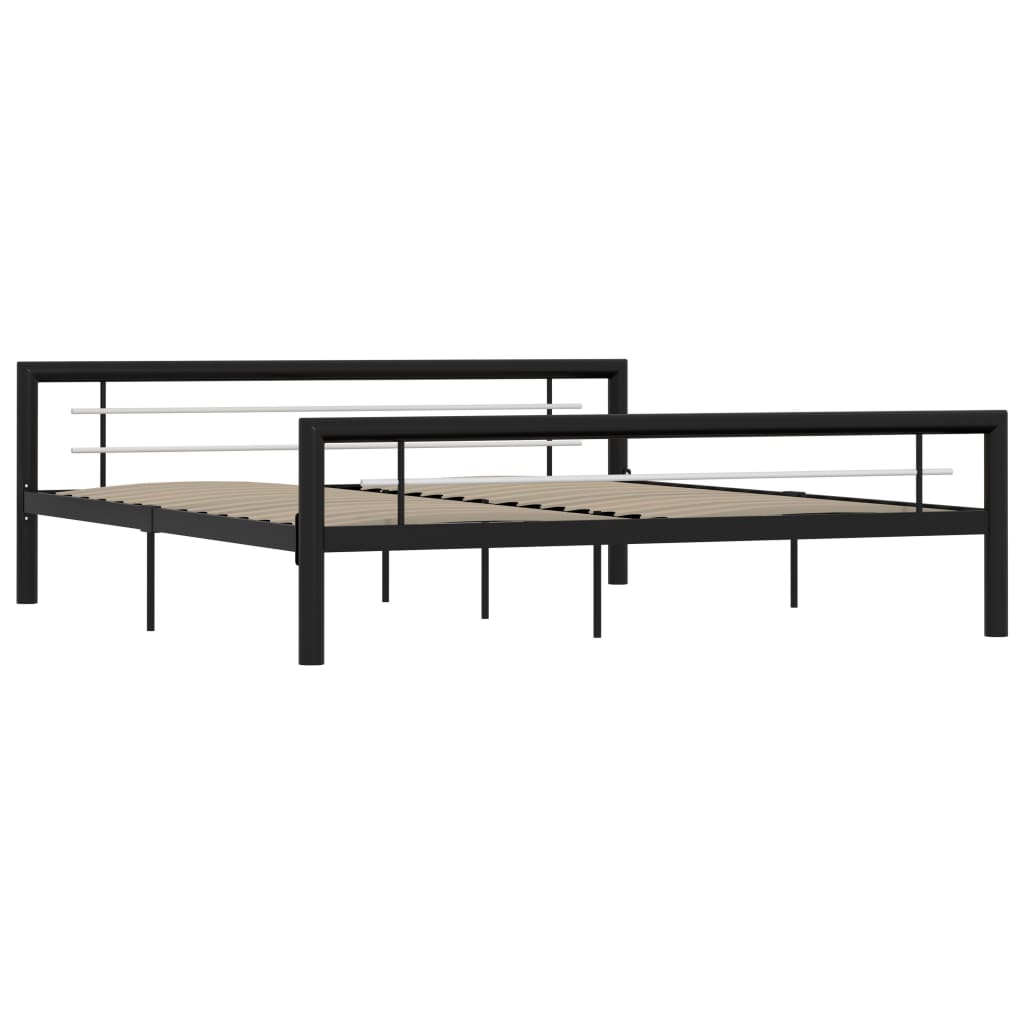 vidaXL Okvir za krevet crno-bijeli metalni 180 x 200 cm