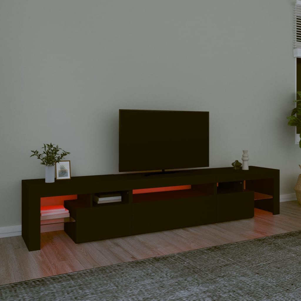 vidaXL TV ormarić s LED svjetlima crni 215x36,5x40 cm