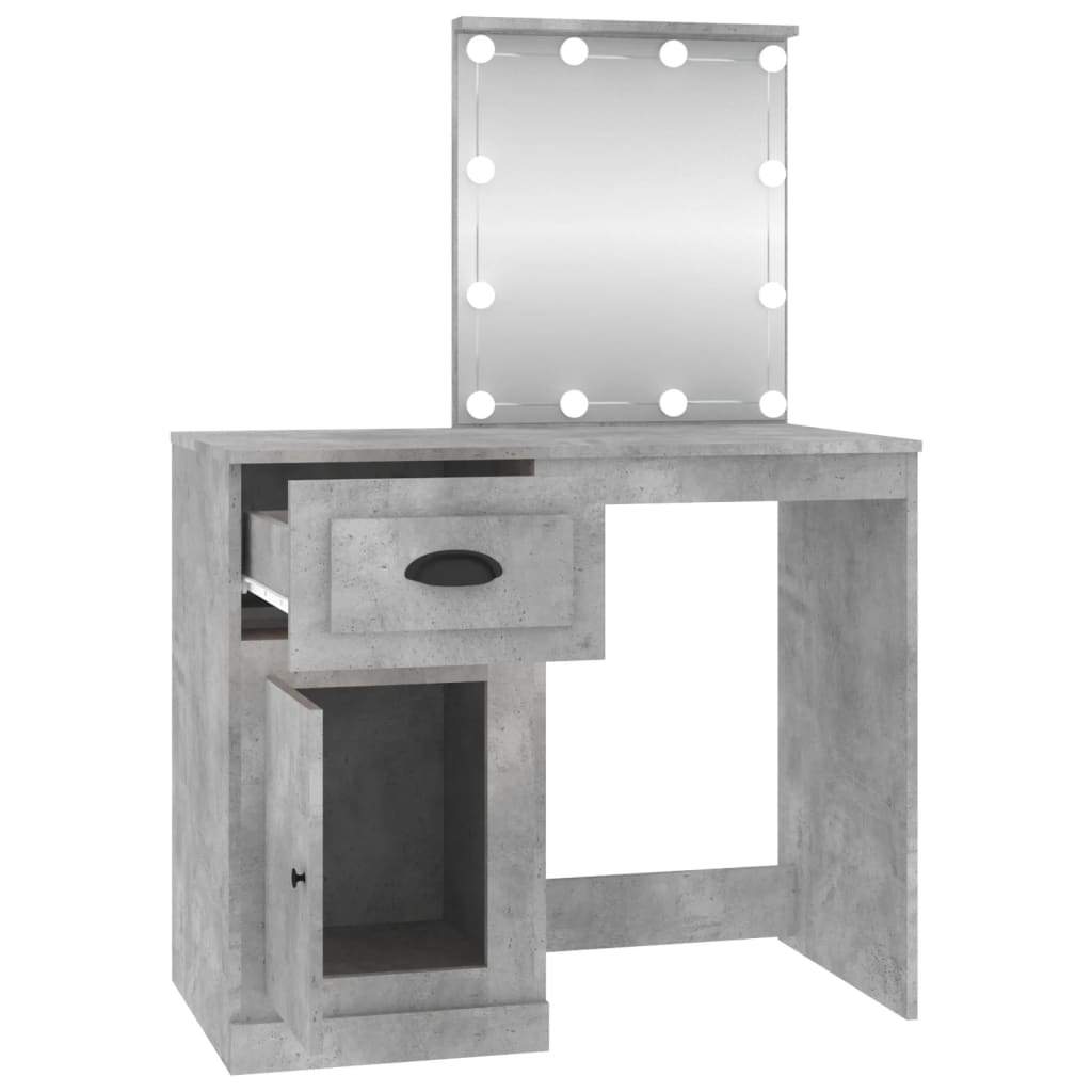 vidaXL Toaletni stolić LED boja betona 90x50x132,5cm konstruirano drvo