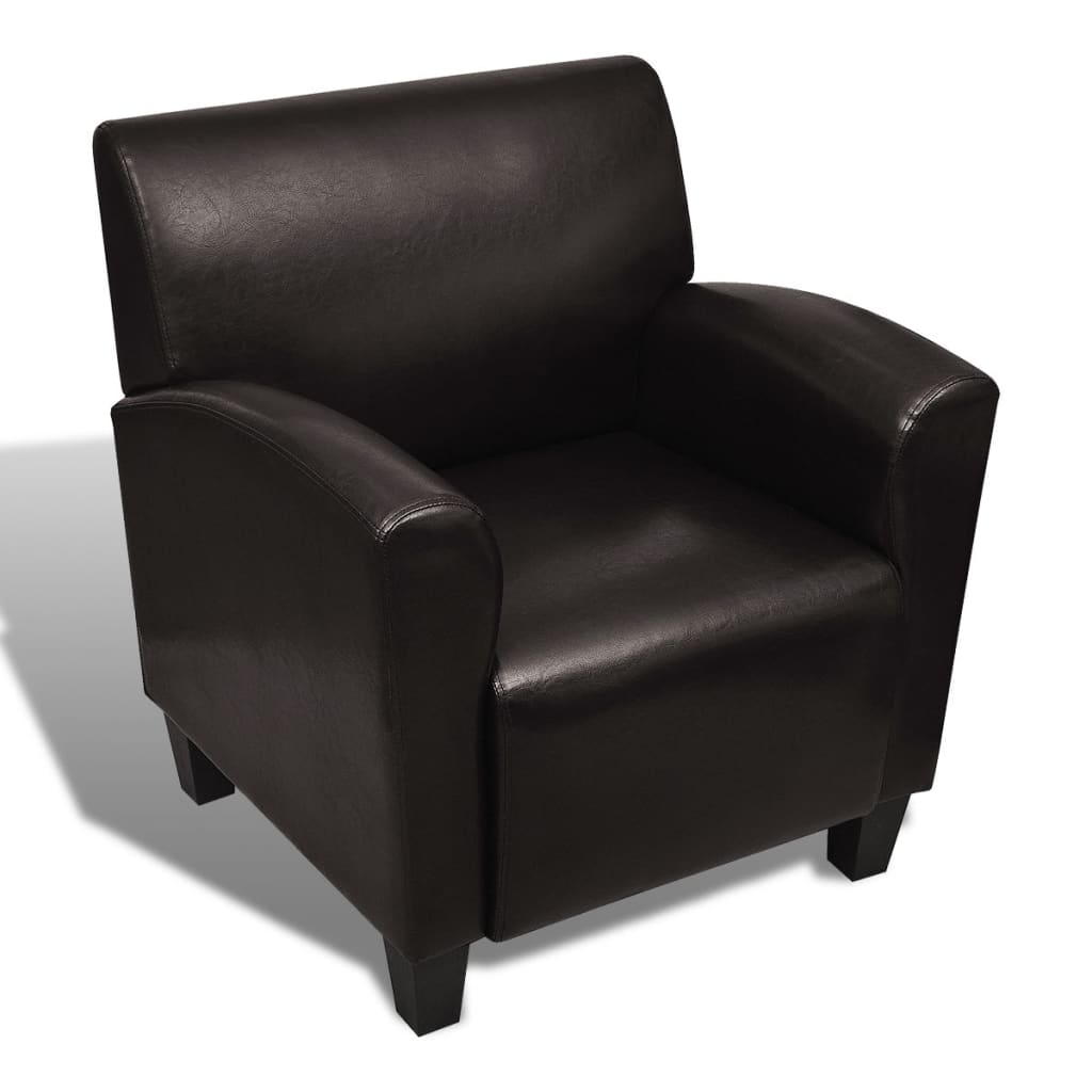 vidaXL Fotelja od umjetne kože tamnosmeđa