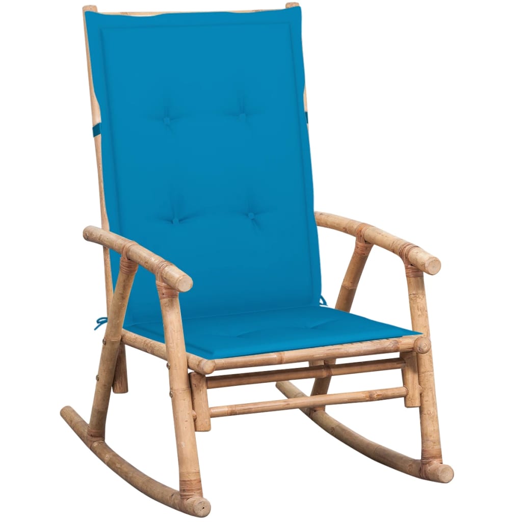 vidaXL Stolica za ljuljanje od bambusa s jastukom