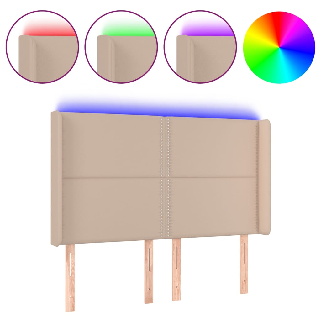 vidaXL LED uzglavlje boja cappuccina 147x16x118/128cm od umjetna koža