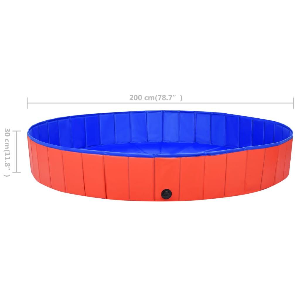 vidaXL Sklopivi bazen za pse crveni 200 x 30 cm PVC