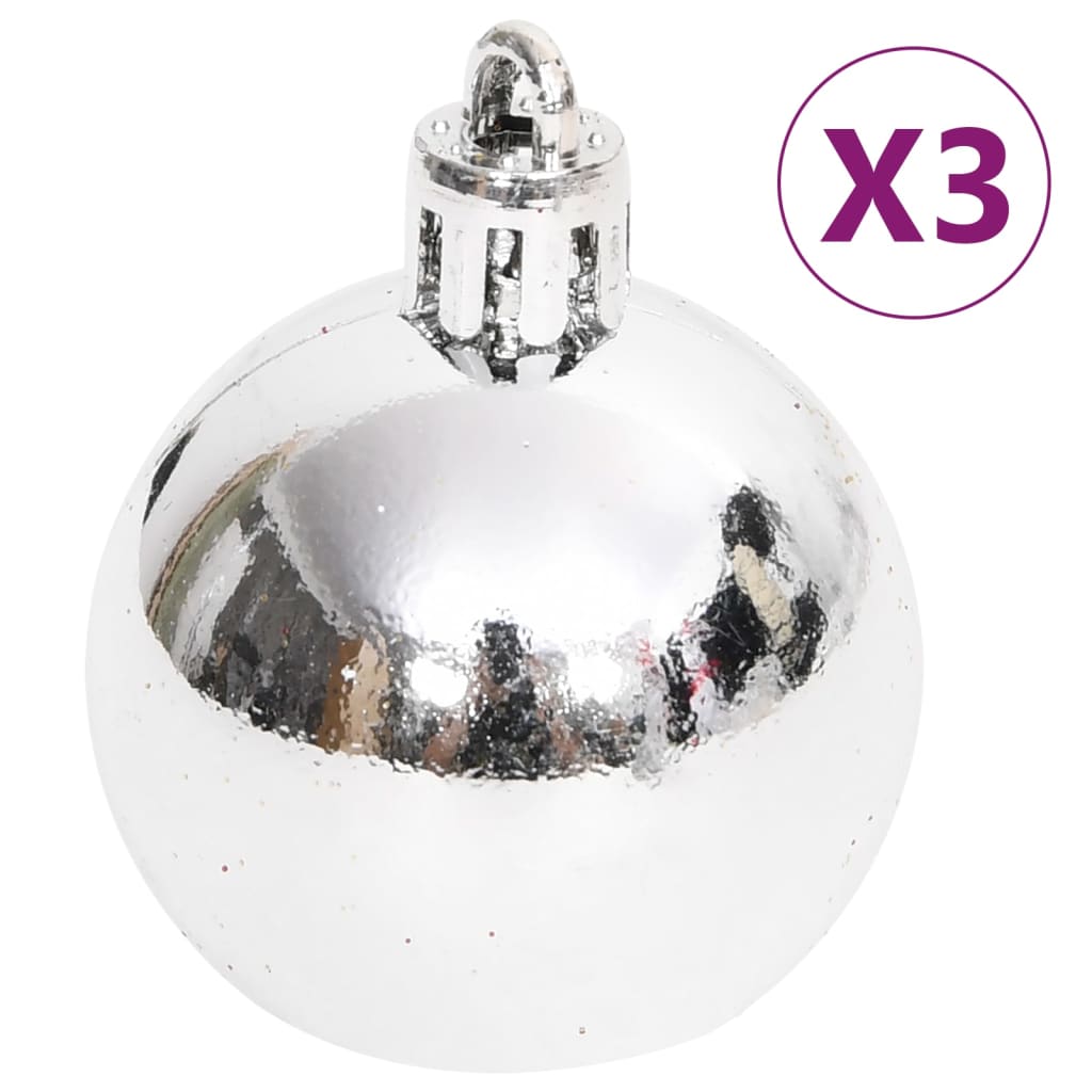 vidaXL Set božićnih kuglica od 70 komada srebrne i bijele