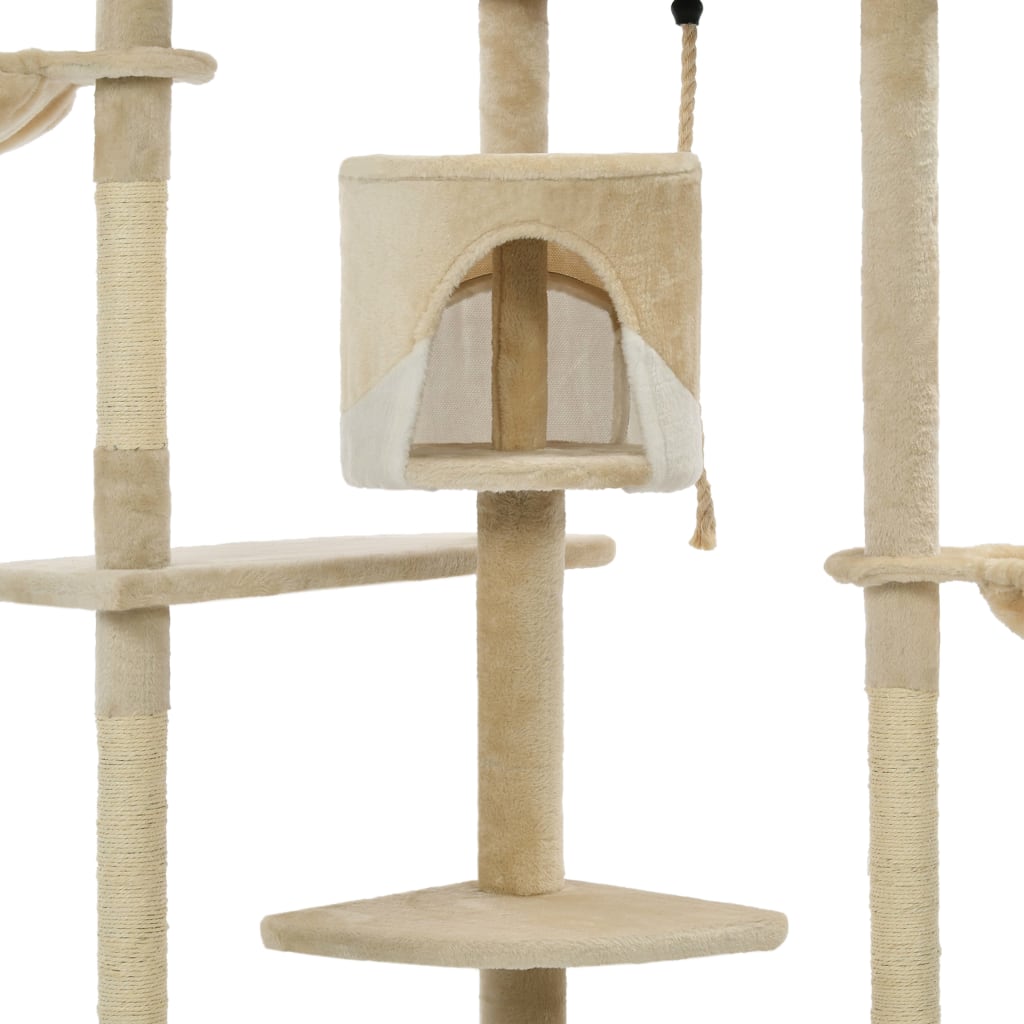 vidaXL Penjalica za mačke sa stupovima za grebanje od sisala 203 cm bež i bijela