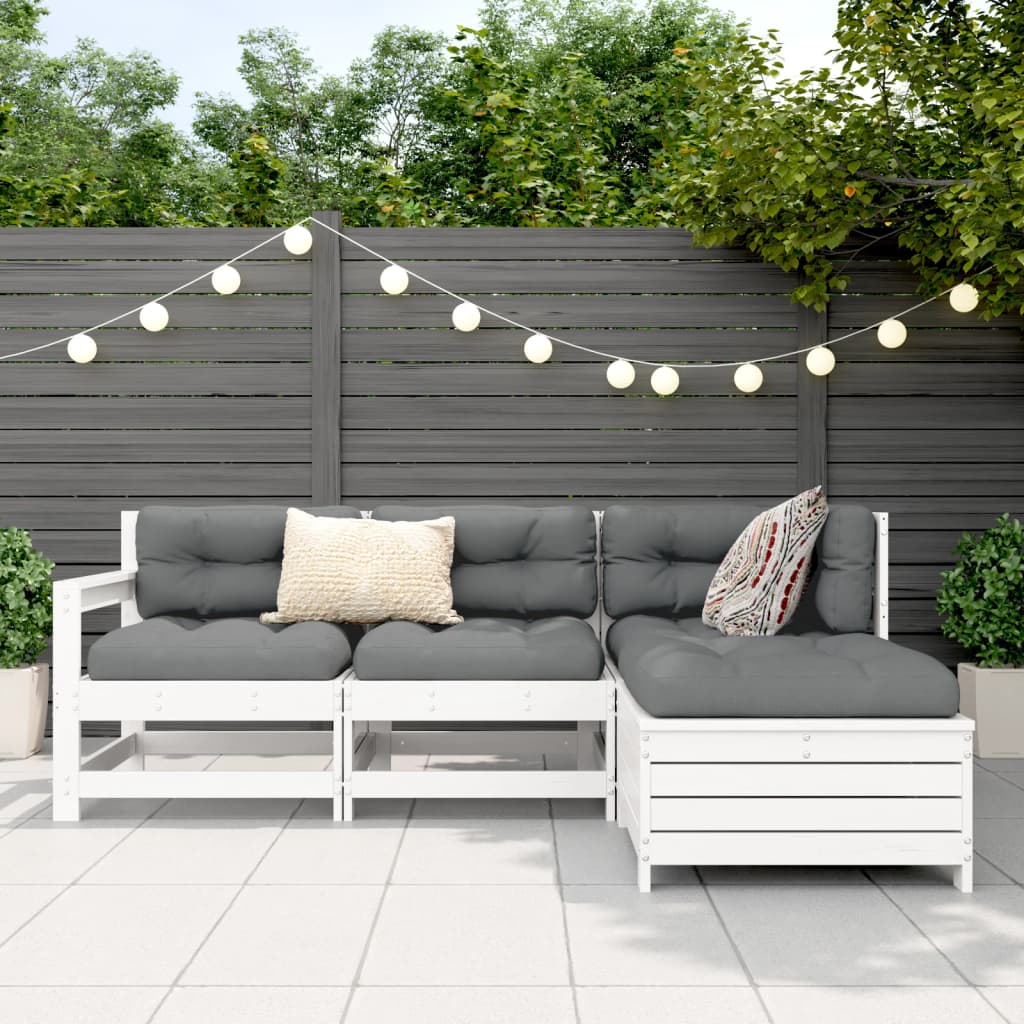 vidaXL 4-dijelni set vrtnih sofa od masivne borovine bijeli