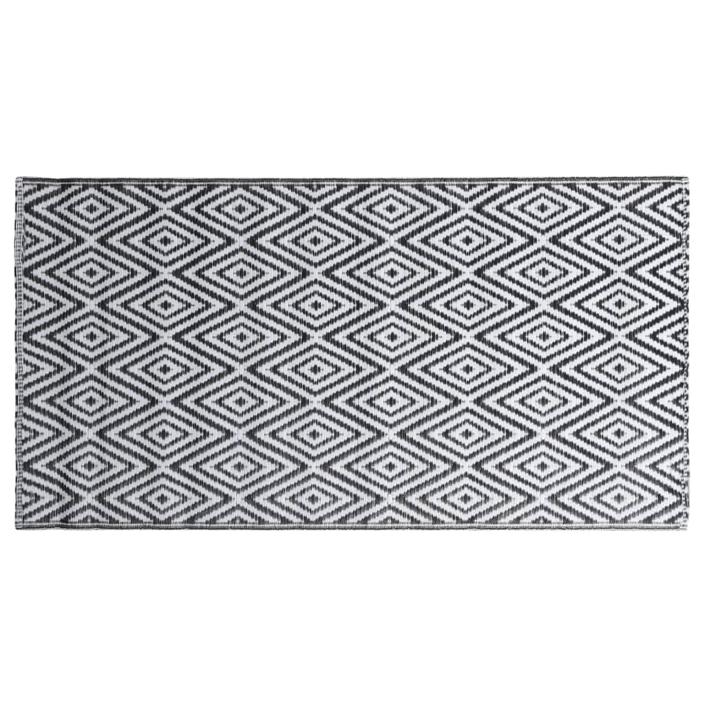 vidaXL Vanjski tepih bijelo-crni 120 x 180 cm PP