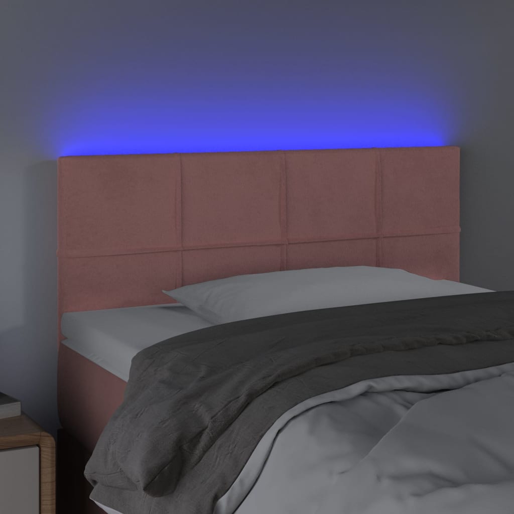 vidaXL LED uzglavlje ružičasto 80 x 5 x 78/88 cm baršunasto