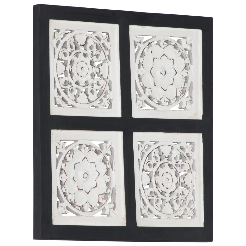 vidaXL Ručno rezbareni zidni panel MDF 40 x 40 x 1,5 cm crno-bijeli