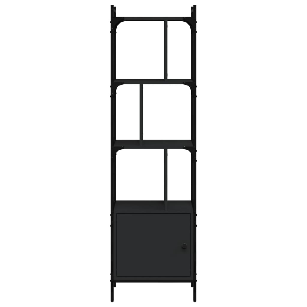 vidaXL Regal za knjige s vratima crni 44,5 x 30 x 154,5 cm drveni