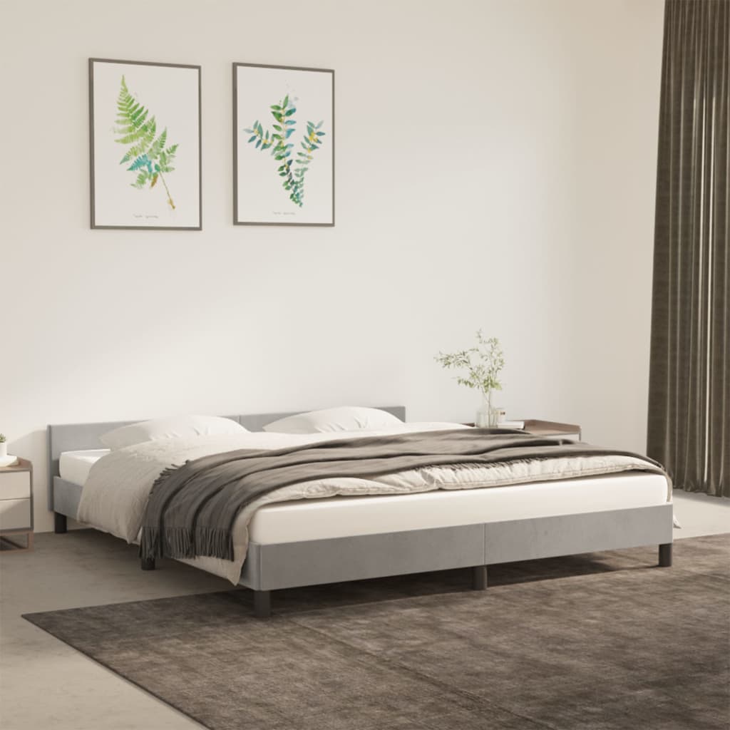 vidaXL Okvir za krevet s uzglavljem svjetlosivi 160x200 cm baršunasti