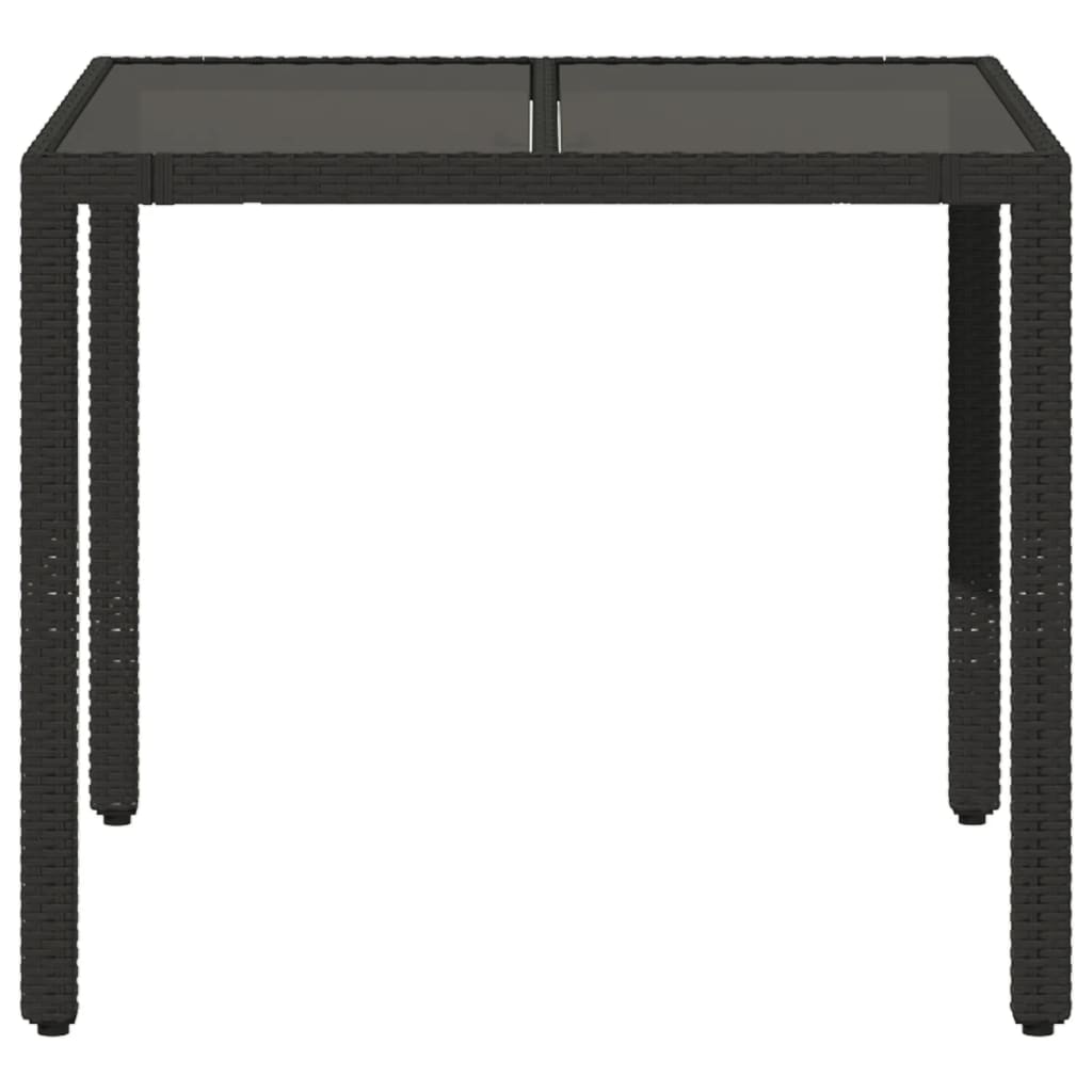 vidaXL Vrtni stol sa staklenom pločom crni 90x90x75 cm od poliratana