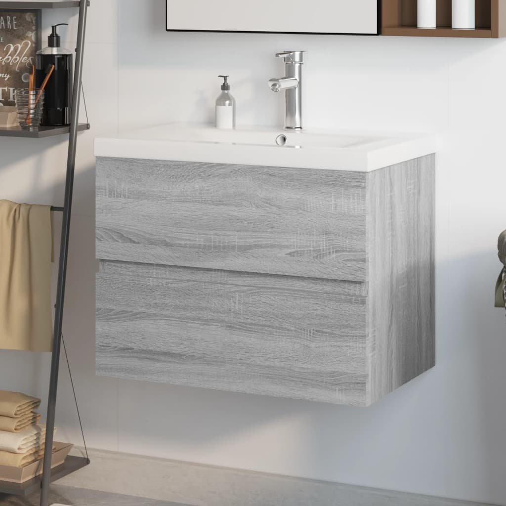 vidaXL Ormarić s ugrađenim umivaonikom boja sivog hrasta sonome drveni