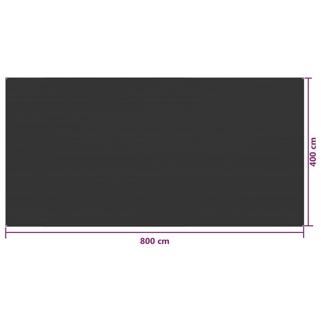 vidaXL Tepih za šator 400 x 800 cm antracit HDPE