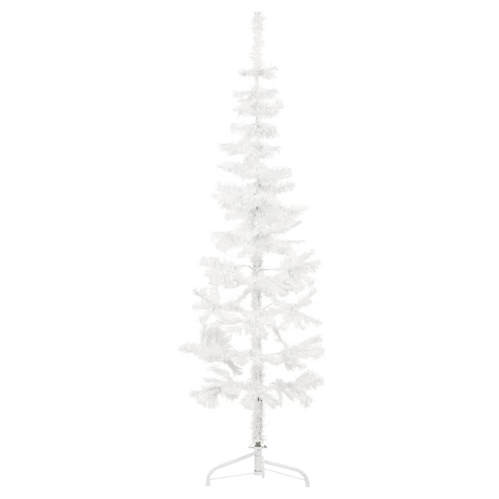 vidaXL Tanka umjetna polovica božićnog drvca sa stalkom bijela 180 cm