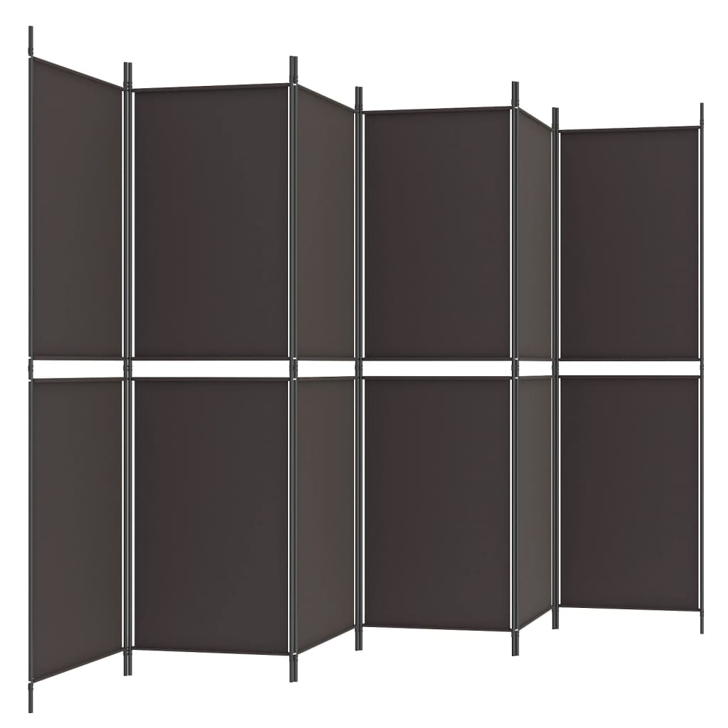 vidaXL Sobna pregrada s 6 panela smeđa 300 x 180 cm od tkanine