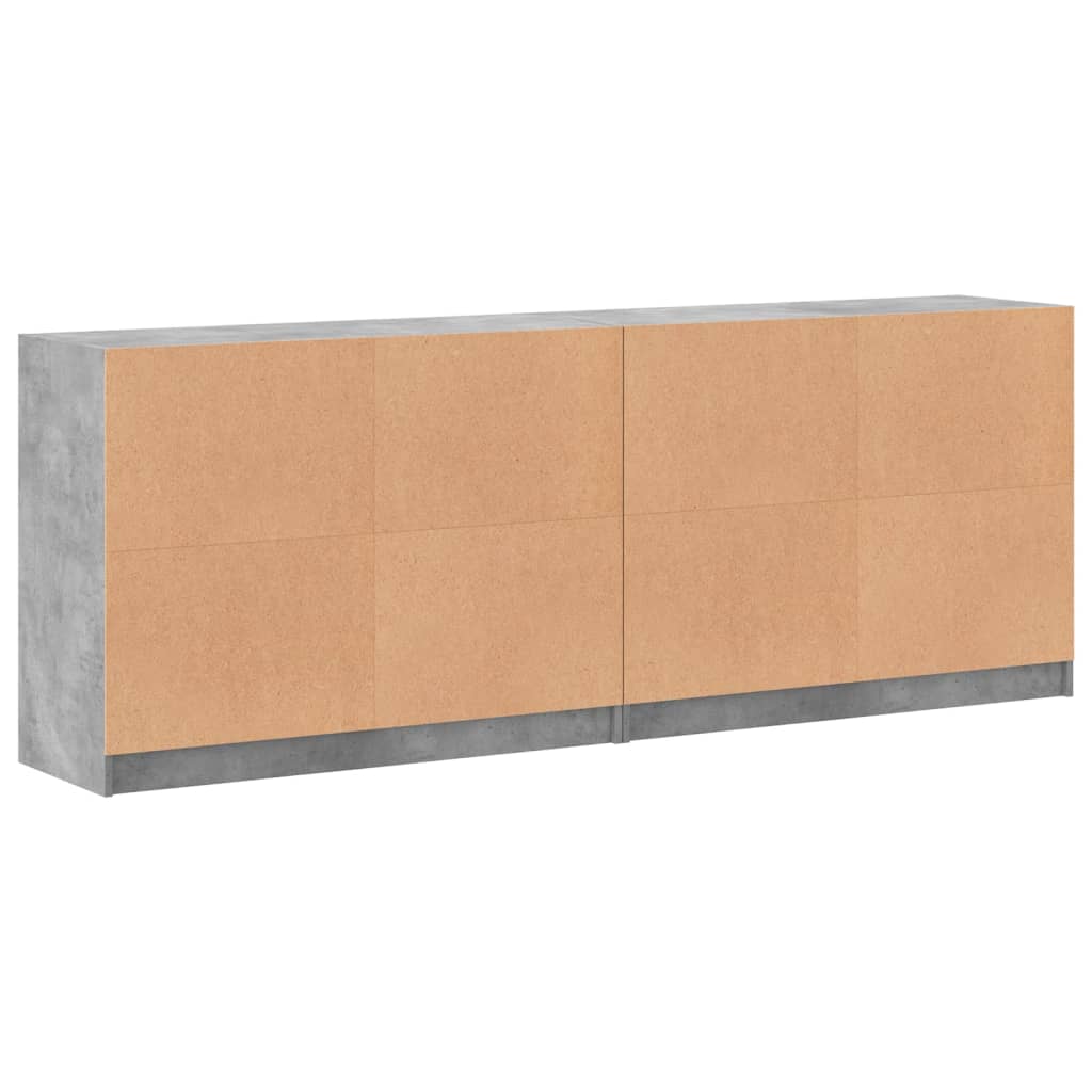vidaXL Regal za knjige s vratima boja betona 204 x 37 x 75 cm drveni