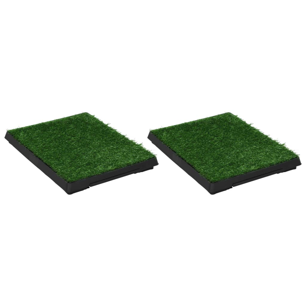 vidaXL Toaleti za ljubimce s pladnjem i travom 2 kom zeleni 63x50x7 cm