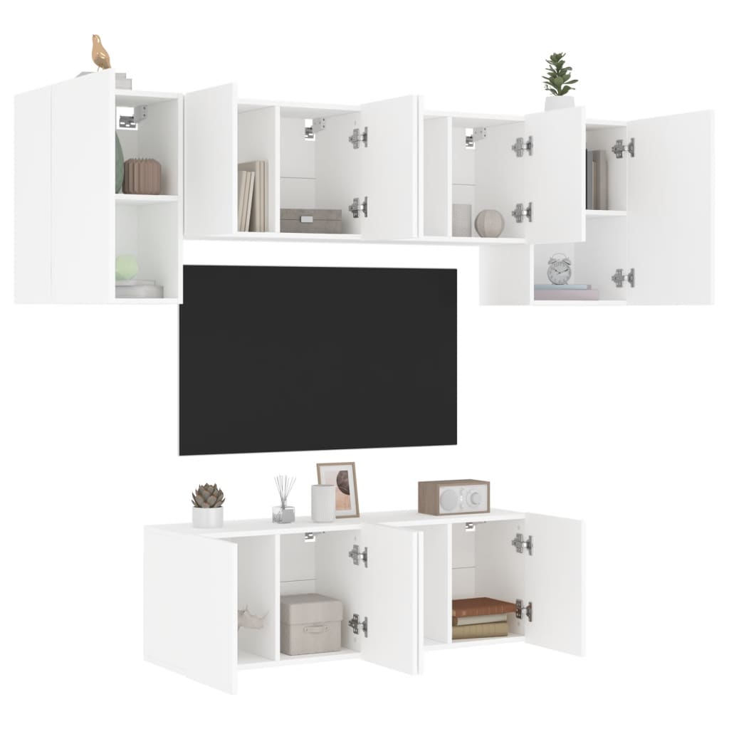 vidaXL 6-dijelni zidni TV elementi bijeli od konstruiranog drva