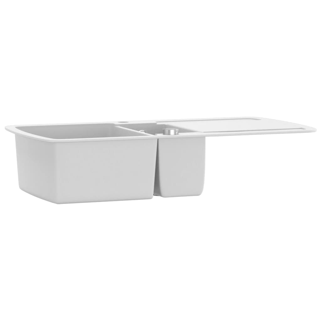 vidaXL Granitni kuhinjski sudoper s dvostrukom kadicom bijeli