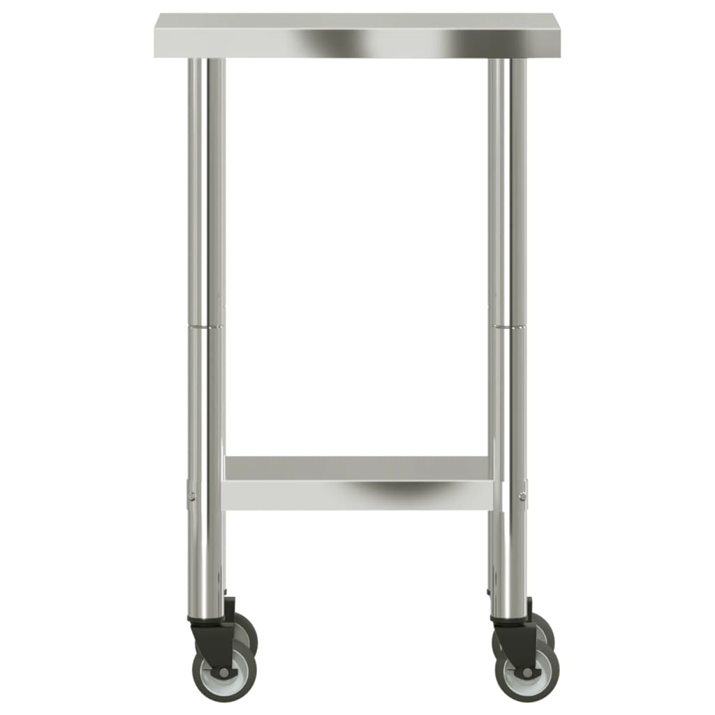 vidaXL Kuhinjski radni stol s kotačima 55x30x85 cm nehrđajući čelik