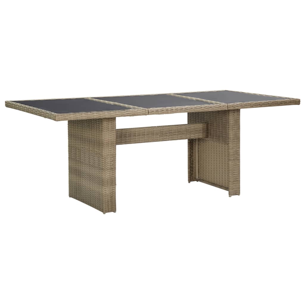 vidaXL Vrtni blagovaonski stol smeđi 200x100x74 cm staklo i poliratan