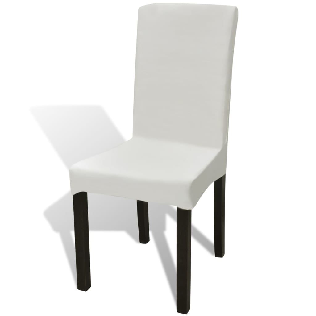 vidaXL Ravne rastezljive navlake za stolice 6 kom krem