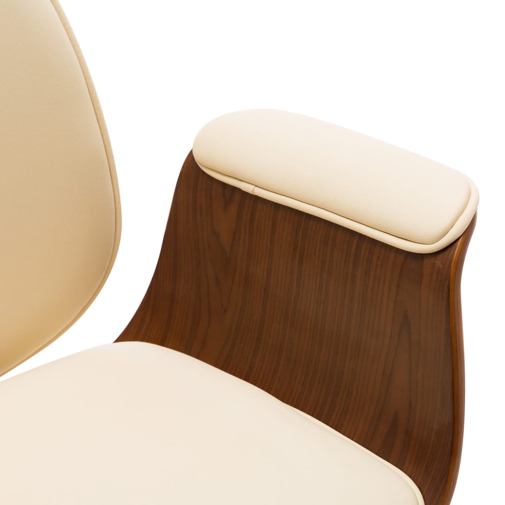vidaXL Uredska stolica od savijenog drva i umjetne kože krem