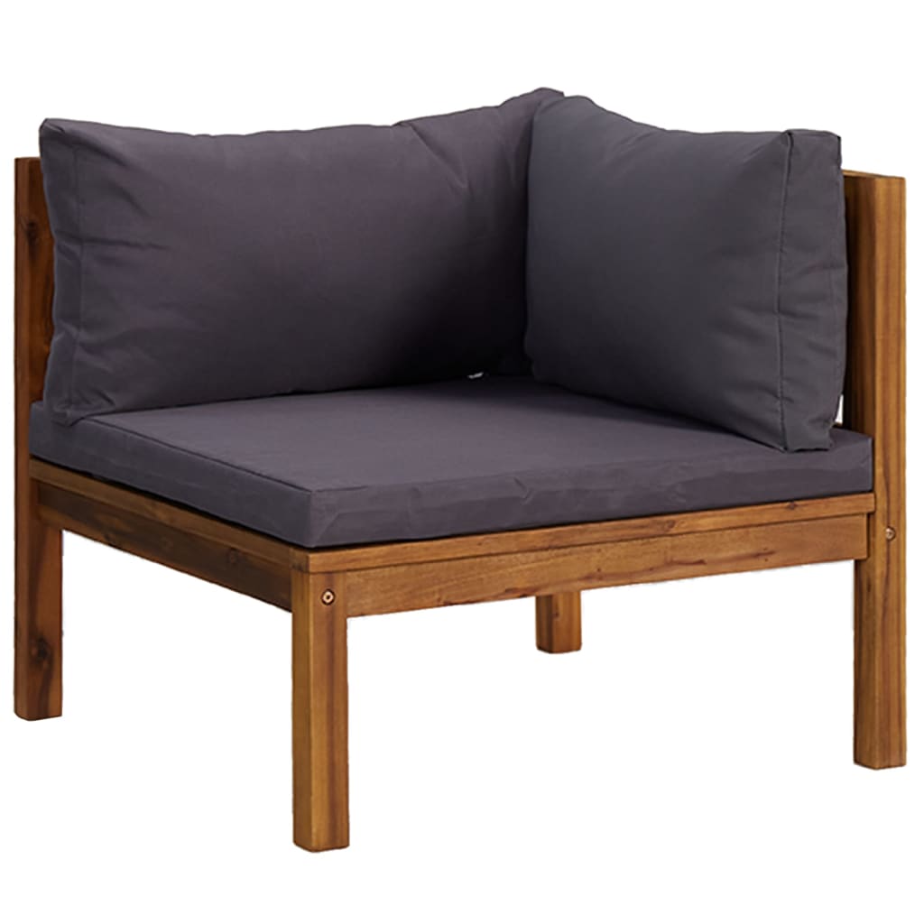 vidaXL Modularna kutna sofa s tamnosivim jastucima bagremovo drvo