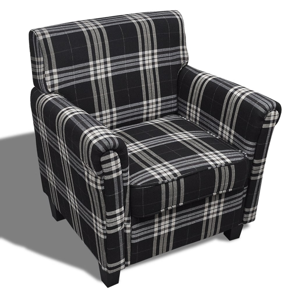 vidaXL Sofa fotelja od tkanine s jastukom crna