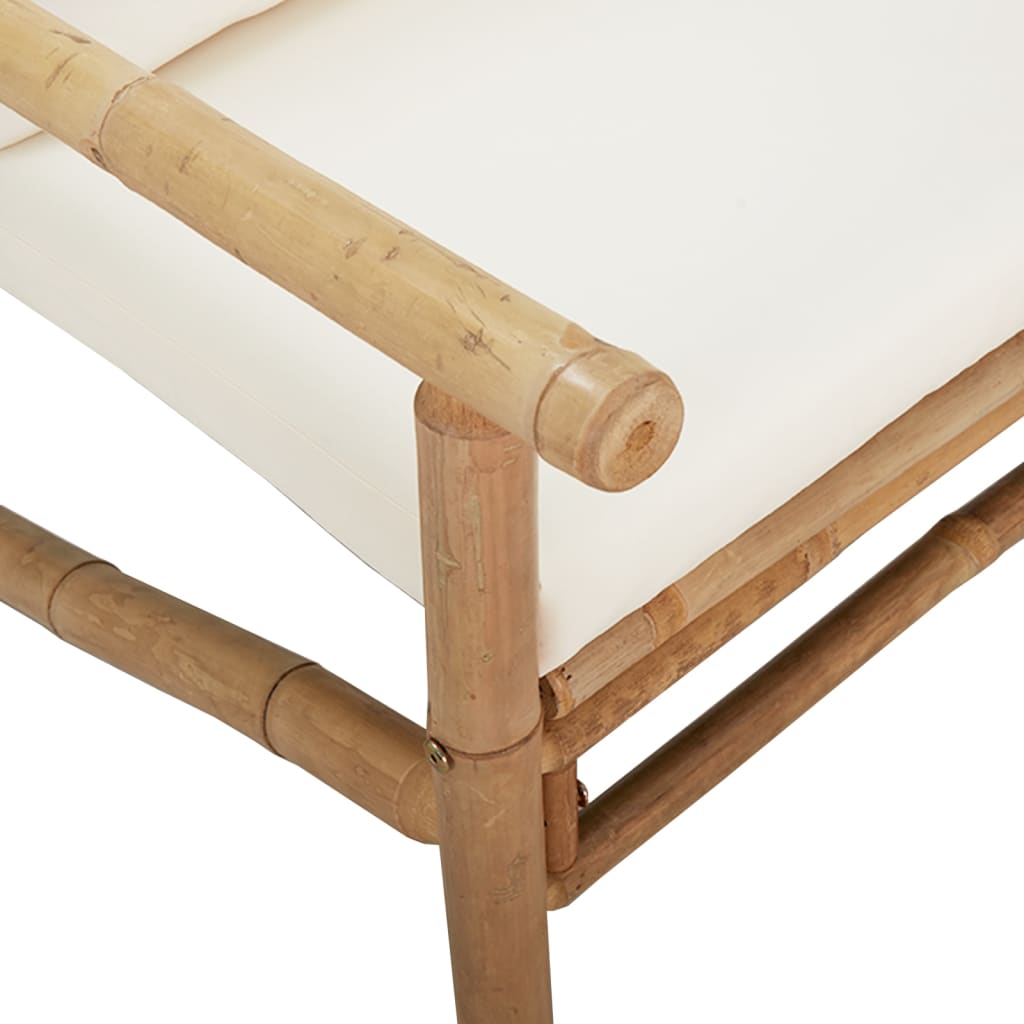 vidaXL 4-dijelna vrtna garnitura od bambusa s krem bijelim jastucima