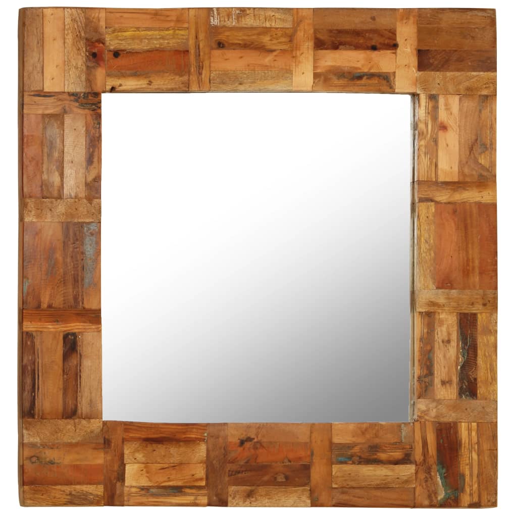 vidaXL Zidno ogledalo od masivnog obnovljenog drva 60 x 60 cm