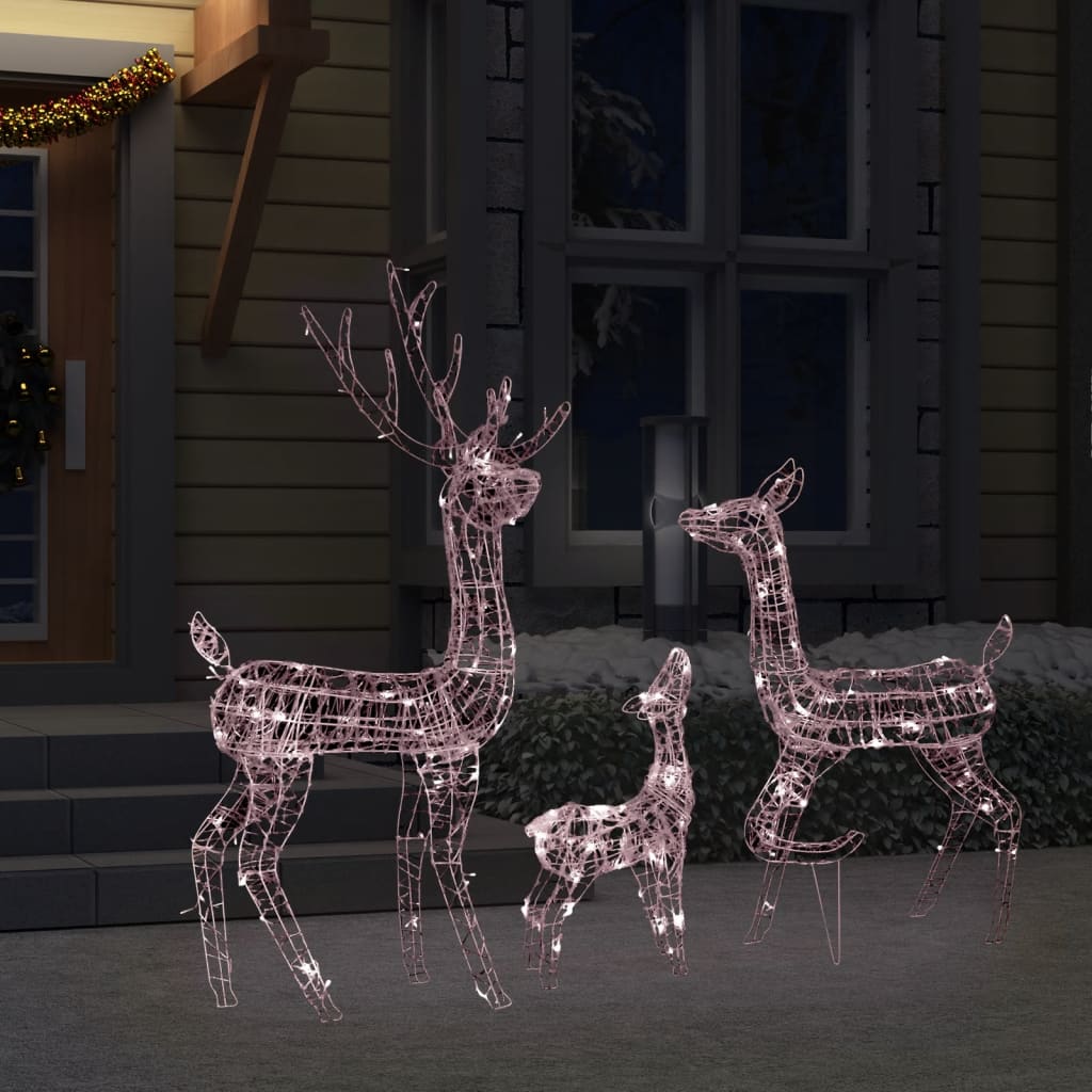 vidaXL Akrilna ukrasna božićna obitelj sobova 300 LED topla bijela
