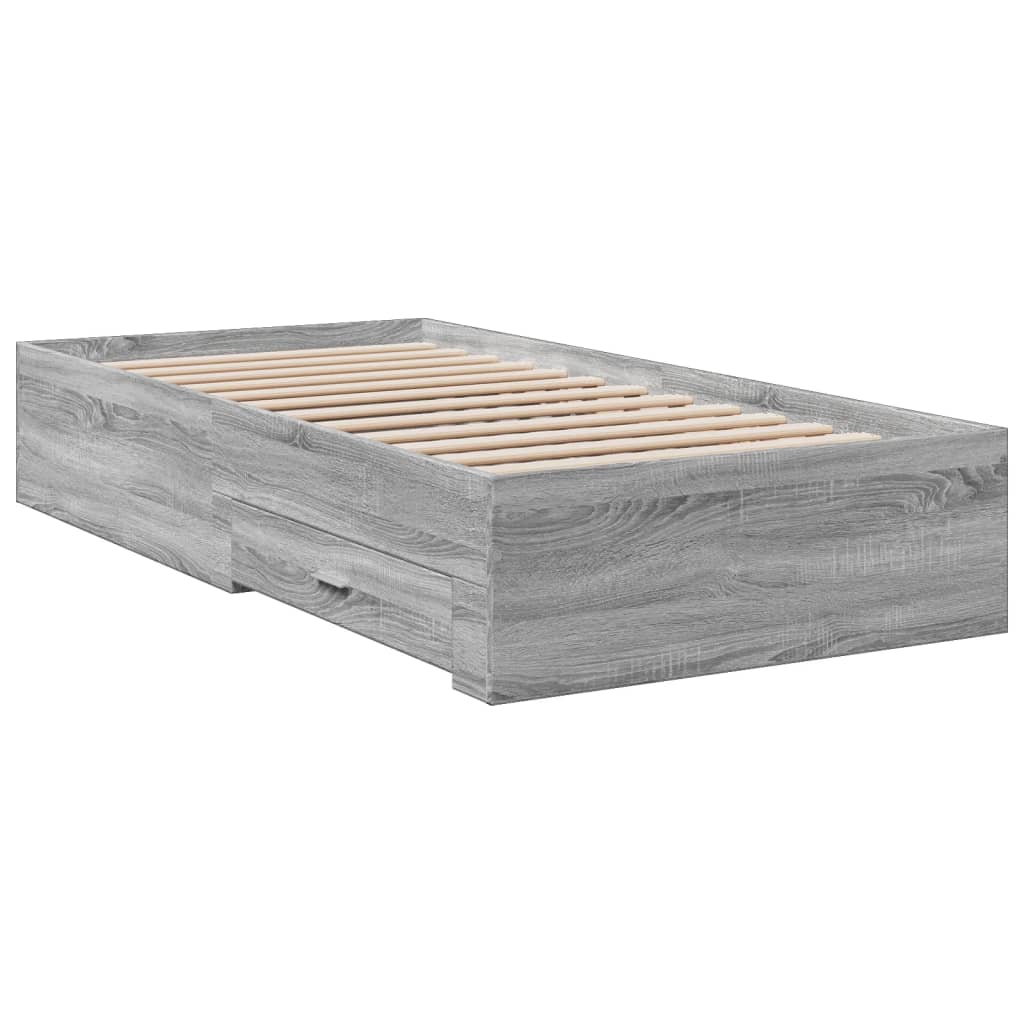 vidaXL Okvir kreveta s ladicama siva boja hrasta 90 x 190 cm drveni