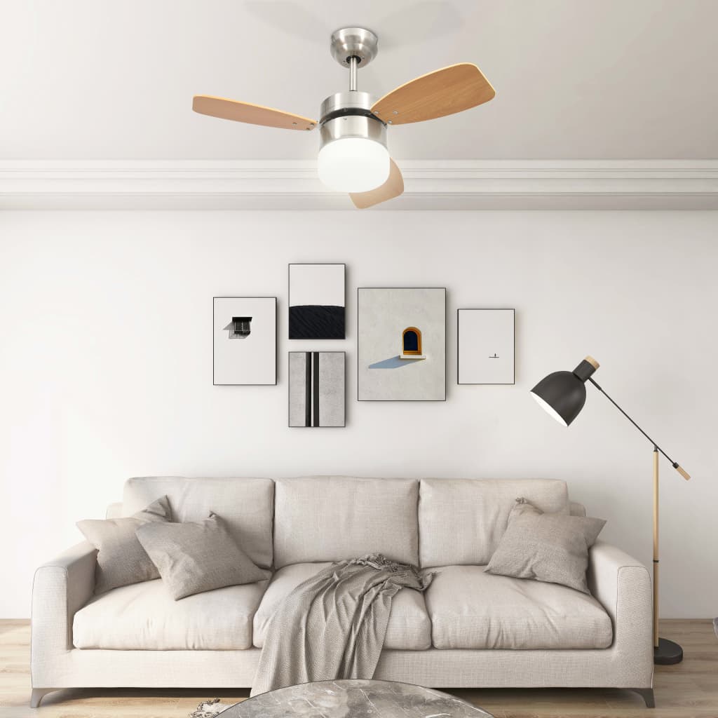 vidaXL Stropni ventilator sa svjetlom i daljinskim 76 cm svjetlosmeđi