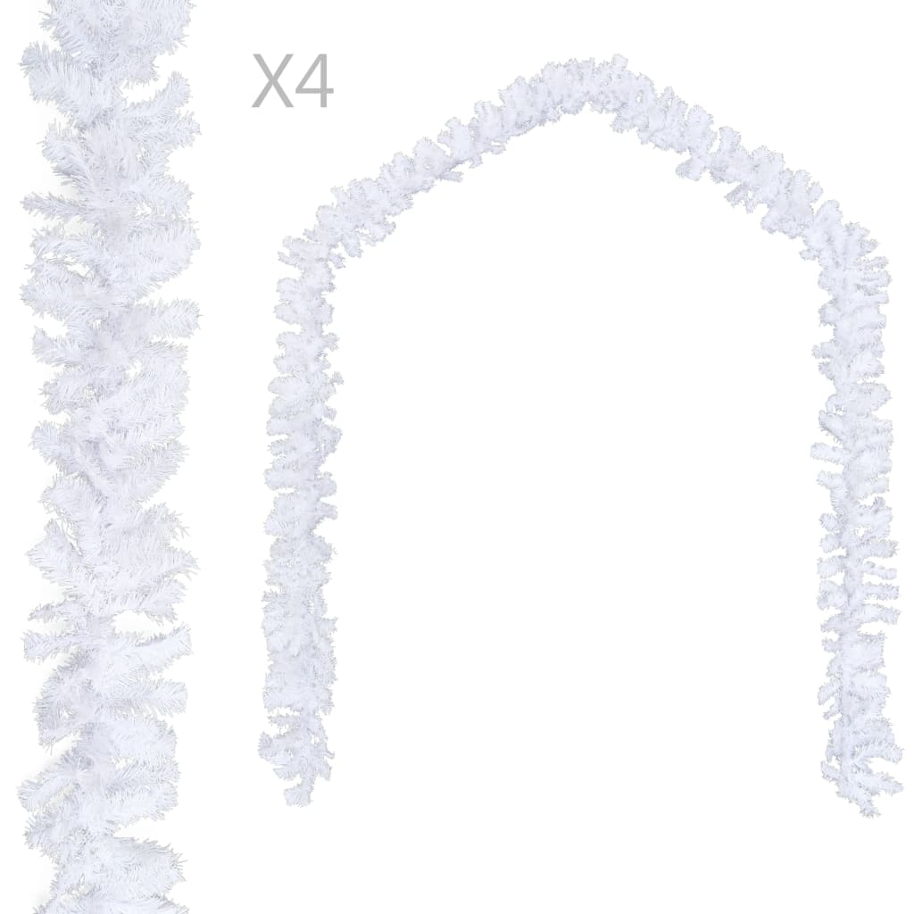 vidaXL Božićne girlande 4 kom bijele 270 cm PVC