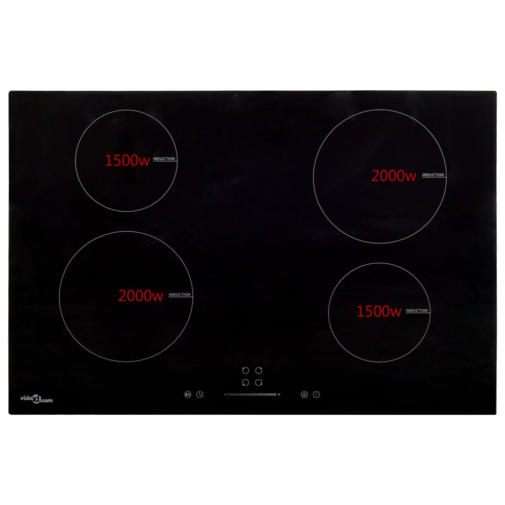 vidaXL Indukcijska ploča za kuhanje s 4 plamenika staklena 77 cm 7000W