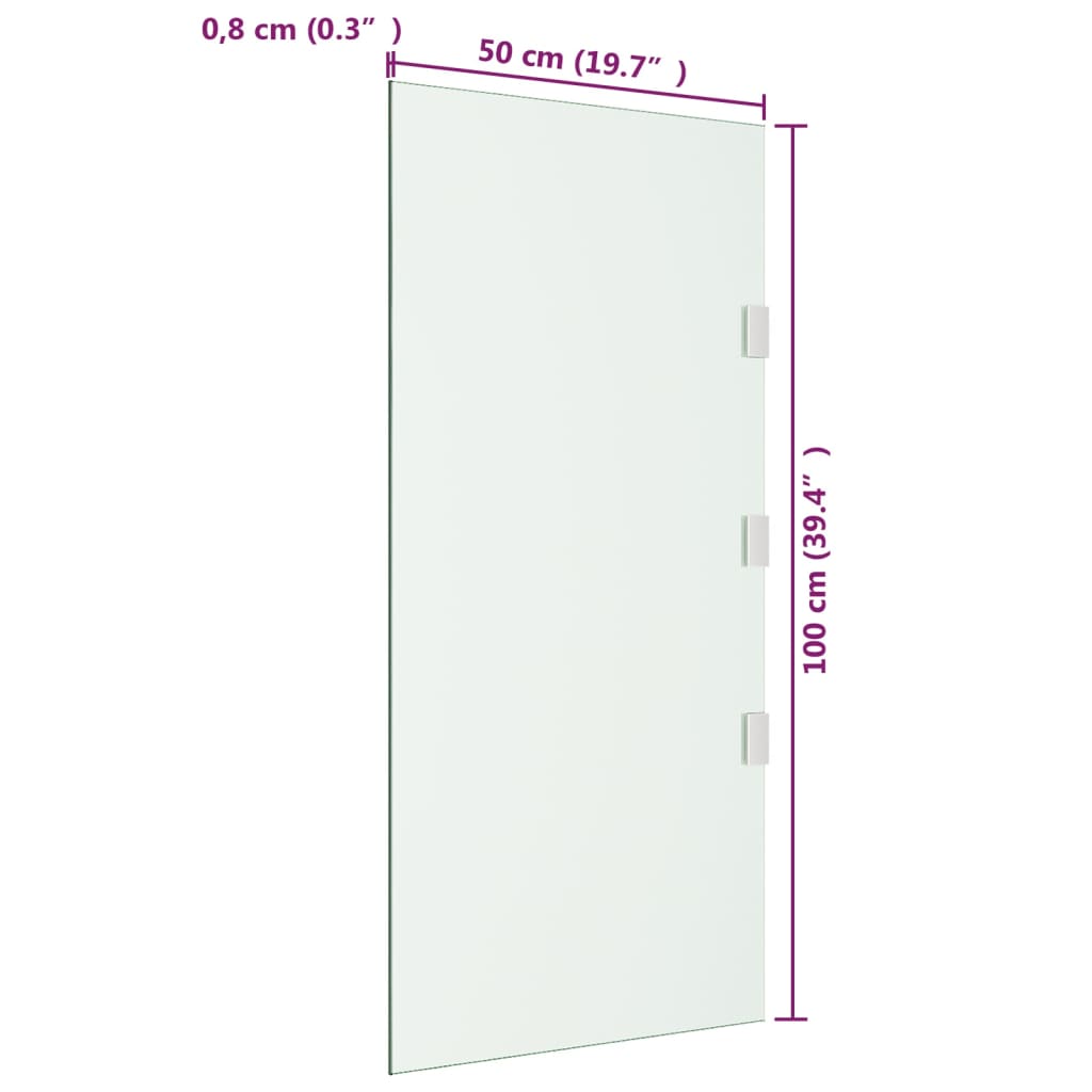vidaXL Bočna ploča za nadstrešnicu vrata prozirna 50x100 cm staklena