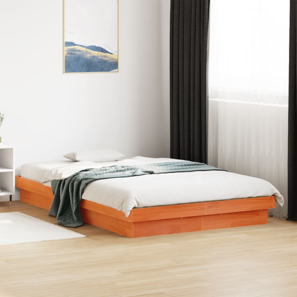 vidaXL LED okvir kreveta voštano smeđi 120x190 cm od masivne borovine