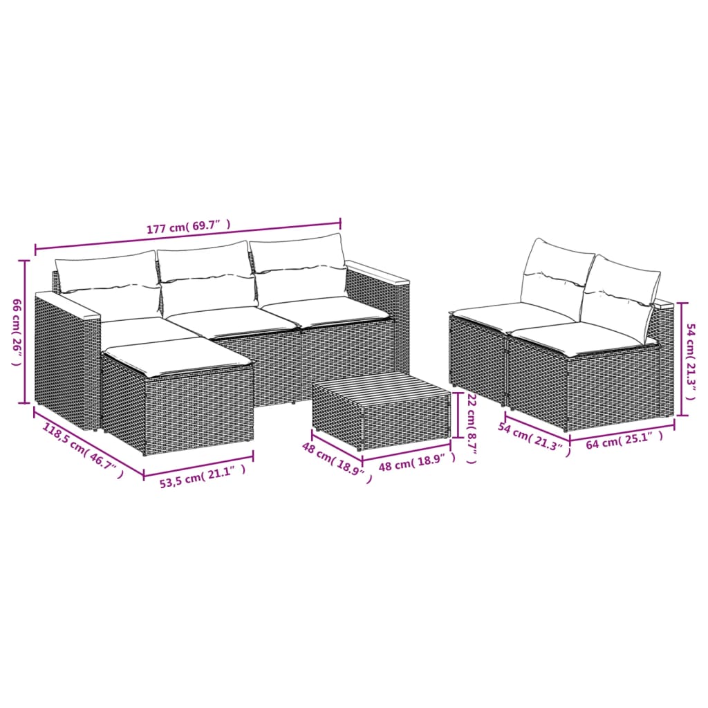vidaXL 5-dijelni set vrtnih sofa s jastucima poliratan i bagrem bež