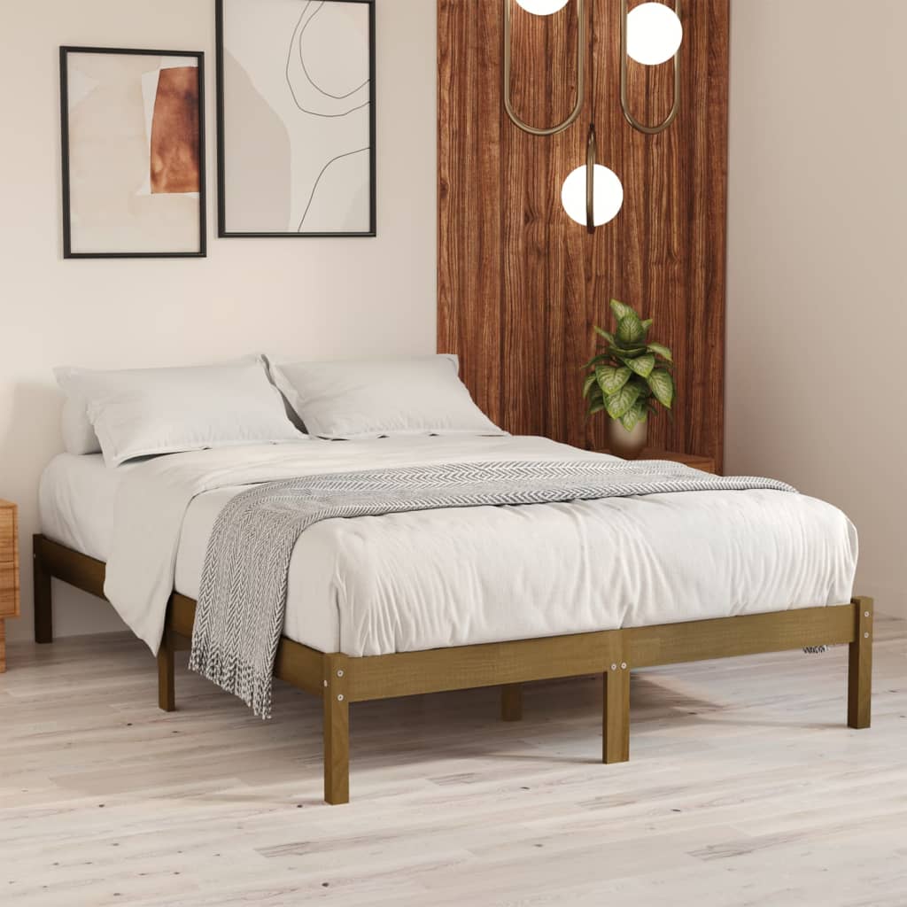 vidaXL Okvir za krevet od masivne borovine boja meda 120 x 200 cm