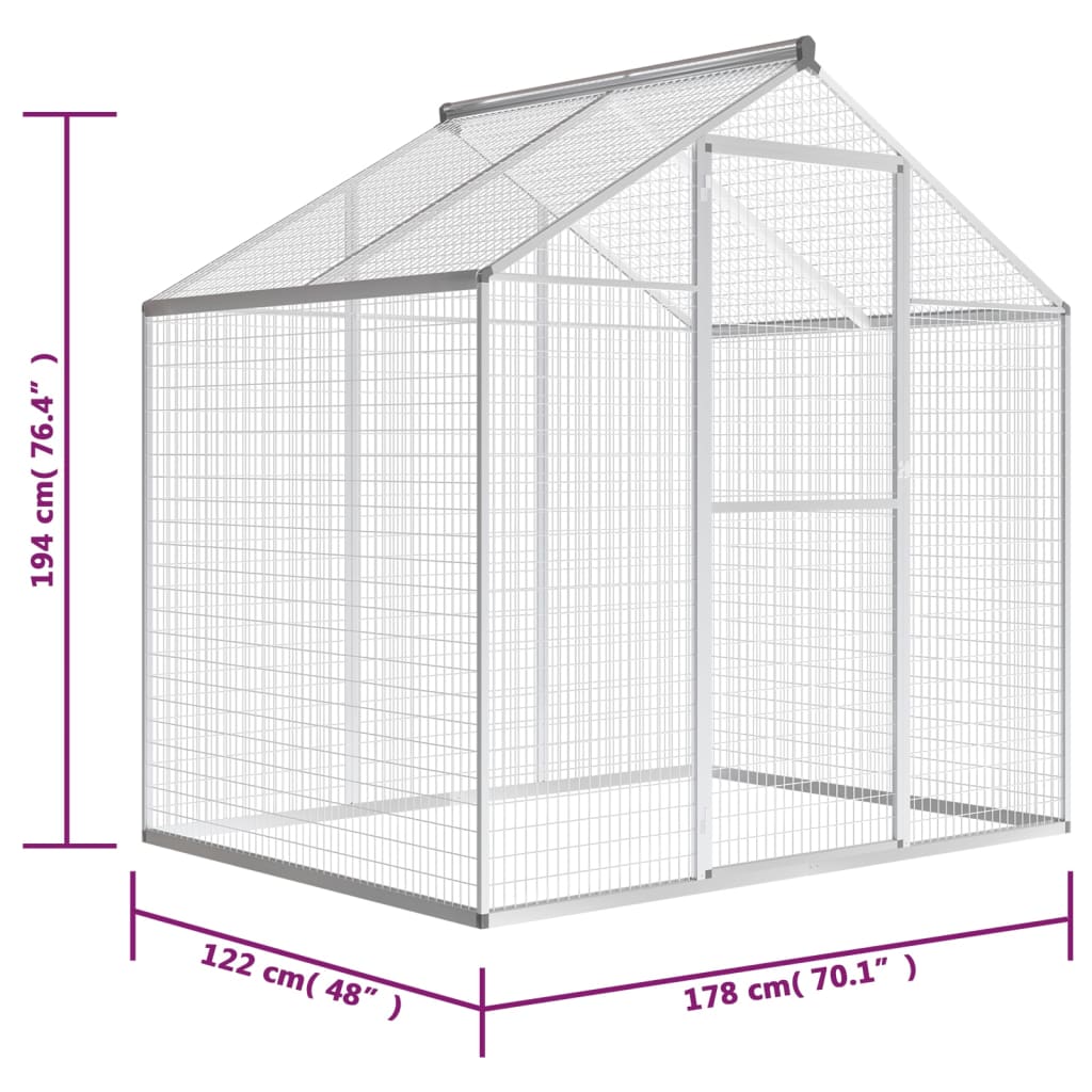vidaXL Vanjski kavez za ptice od aluminija 178 x 122 x 194 cm