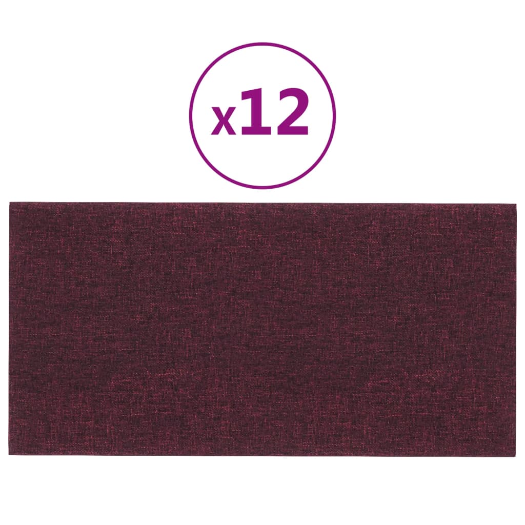 vidaXL Zidne ploče od tkanine 12 kom ljubičaste 30 x 15 cm 0,54 m²