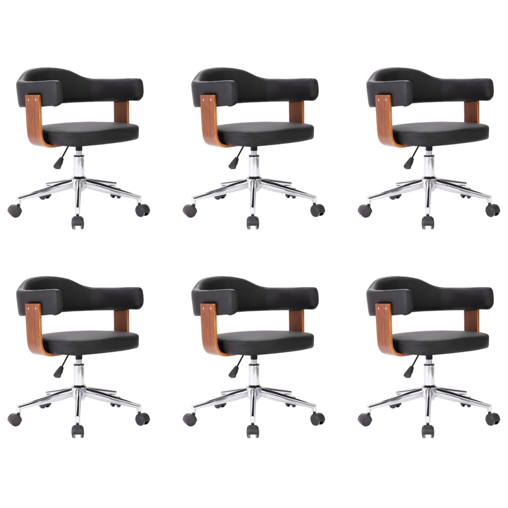 vidaXL Okretne blagovaonske stolice 6 kom crne od drva i umjetne kože