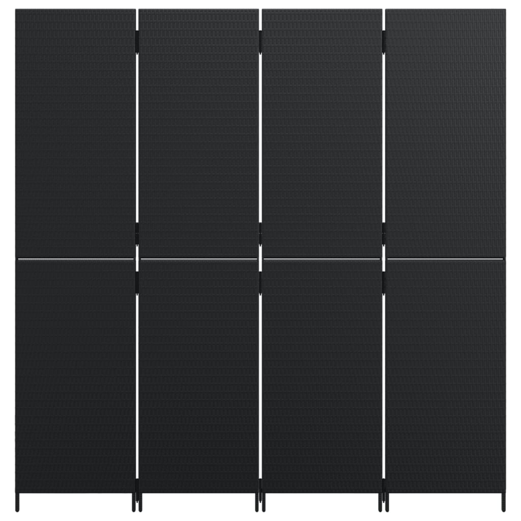vidaXL Sobna pregrada s 4 panela crna od poliratana